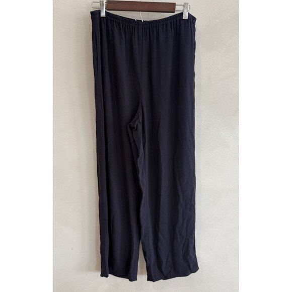 Womens Pants EILEEN FISHER navy rayon stretch elastic waist pull on Wide Small S - Picture 1 of 5